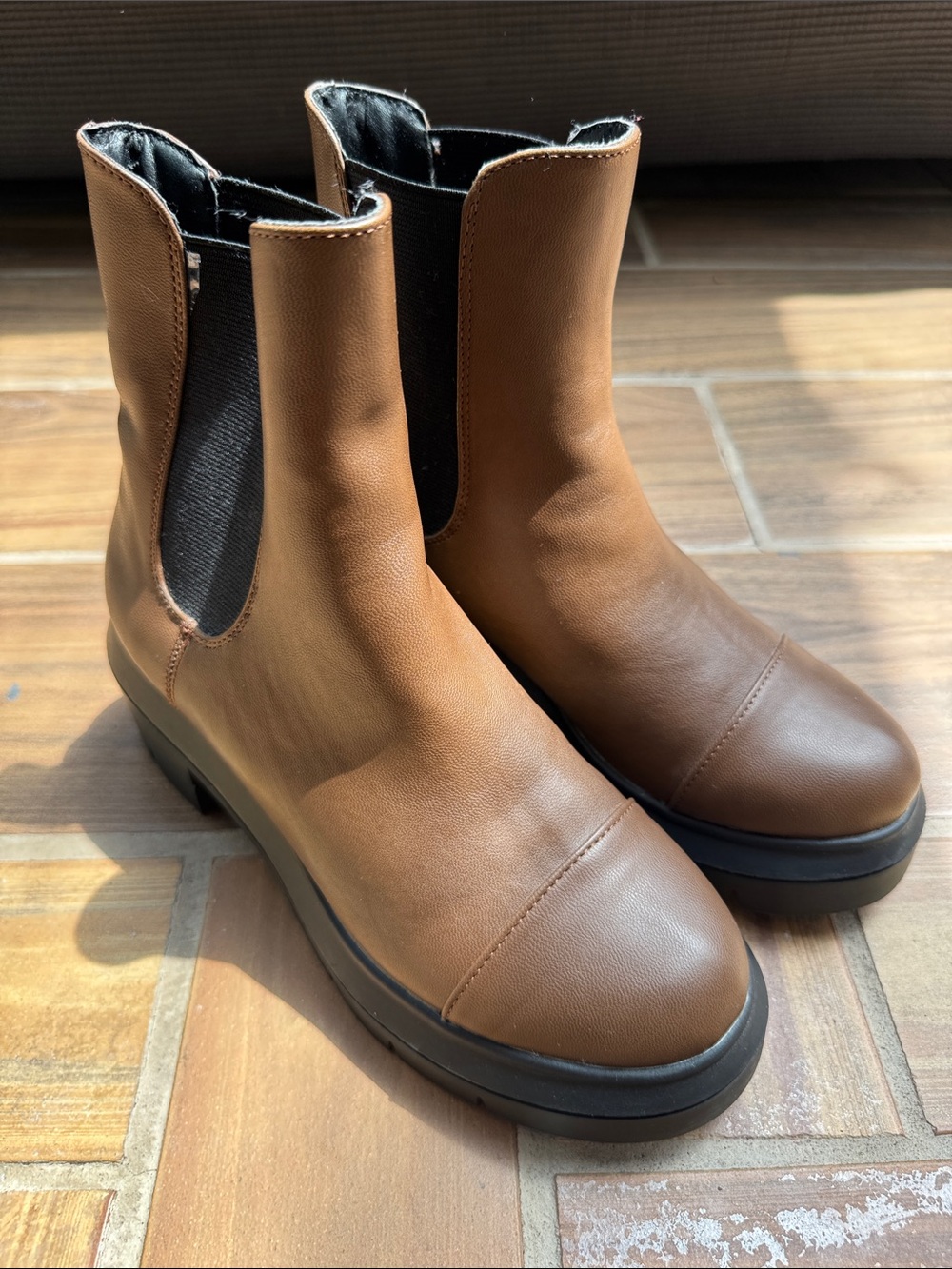 Wild Diva Brown Chelsea Combat Boots
